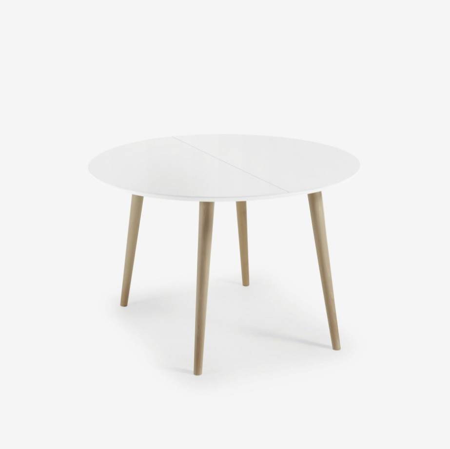 Oqui tavolo allungabile rotondo 90 x 120 cm bianco By Kave Home